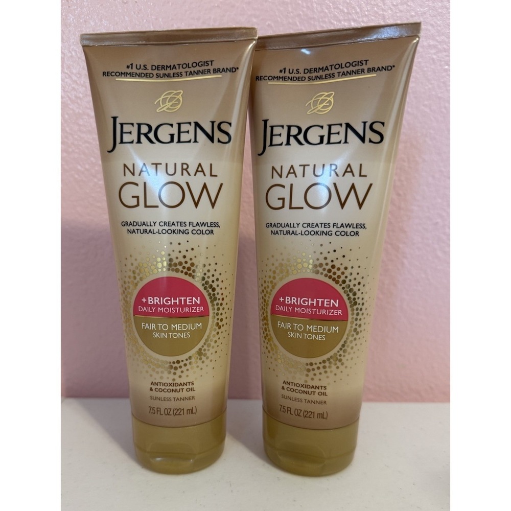 Jergens Natural Glow Brighten Moisturizer Fair to Medium Skin Tones 2-PACK